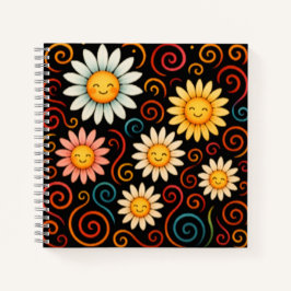 Lächelnde Daisies und Wirbel Deluxe Spiral Noteboo Notizblock