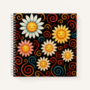 Lächelnde Daisies und Wirbel Deluxe Spiral Noteboo Notizblock