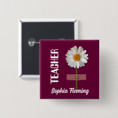 Lächelnde Daisy-Individuelle Name-Tasten für Lehre Button (Vorne & Hinten)