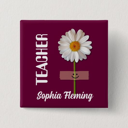 Lächelnde Daisy-Individuelle Name-Tasten für Lehre Button (Vorderseite)