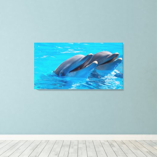 Lächelnde Delphine Leinwanddruck (Insitu (Holzboden))