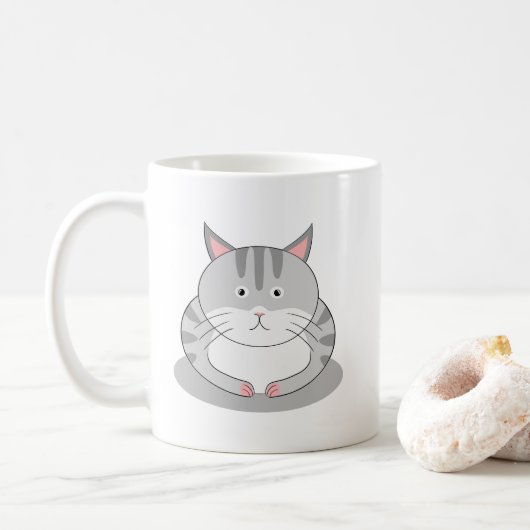 Lächelnde dicke Katze Standard Kaffeetasse (Mit Donut)