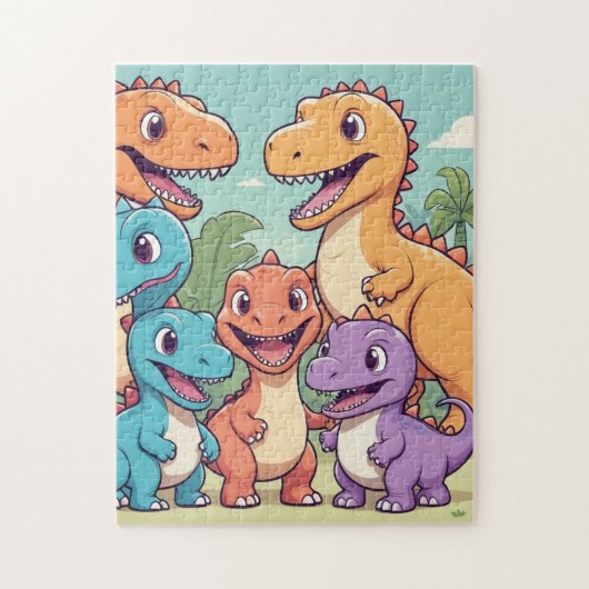 Lächelnde Dinosaurier-Freunde - Spaß und einfache  Puzzle (Vertikal)