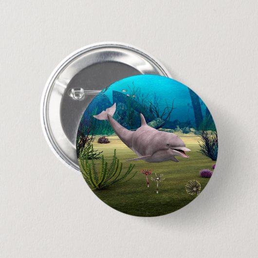 Lächelnde Dolphin Button (Vorne & Hinten)