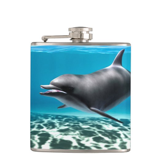 Lächelnde Dolphin Flachmann (Vorderseite)