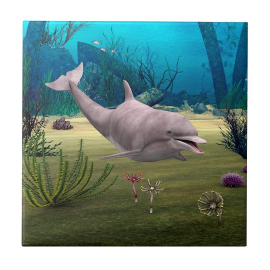 Lächelnde Dolphin Fliese (Vorderseite)