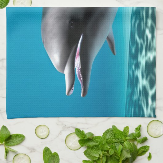 Lächelnde Dolphin Geschirrtuch (Gefaltet)