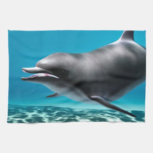 Lächelnde Dolphin Geschirrtuch (Horizontal)