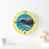 Lächelnde Dolphin Große Wanduhr (Zuhause)