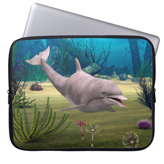 Lächelnde Dolphin Laptopschutzhülle (Vorderseite)