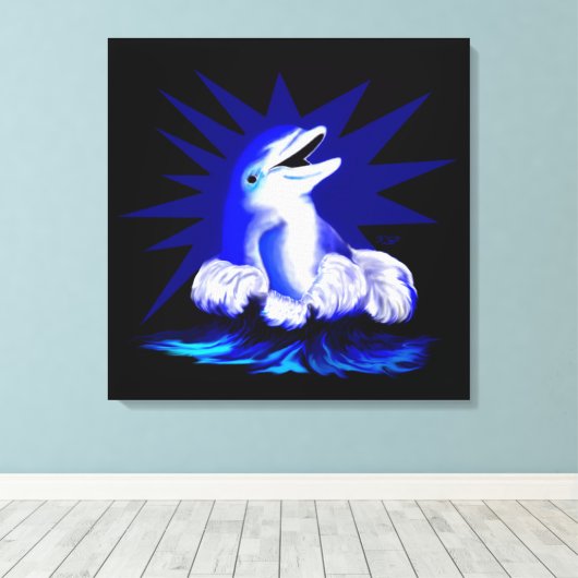 Lächelnde Dolphin Leinwanddruck (Insitu (Holzboden))