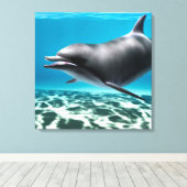Lächelnde Dolphin Leinwanddruck (Insitu (Holzboden))