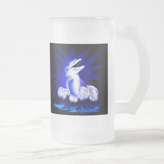 Lächelnde Dolphin Mattglas Bierglas (Rechts)