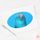 Lächelnde Dolphin Ovaler Aufkleber (Umschlag)