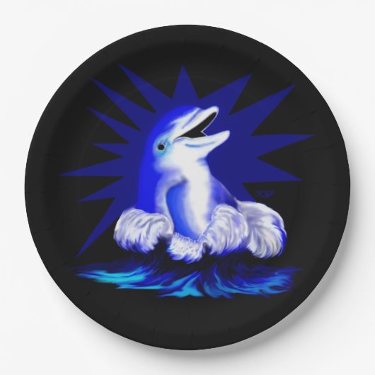 Lächelnde Dolphin Pappteller (Vorderseite)