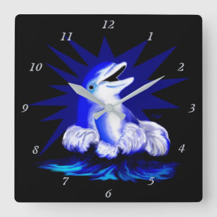 Lächelnde Dolphin Quadratische Wanduhr