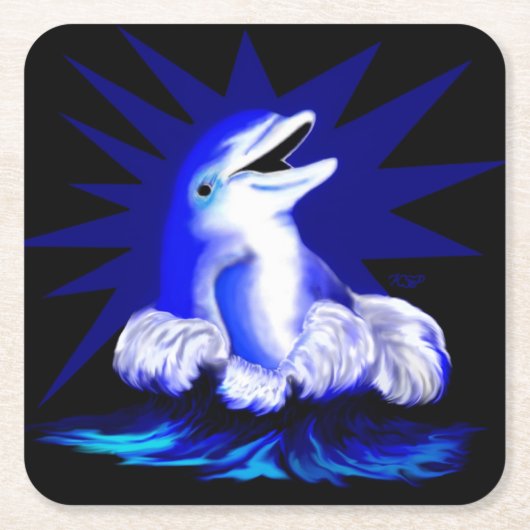 Lächelnde Dolphin Rechteckiger Pappuntersetzer (Vorderseite)