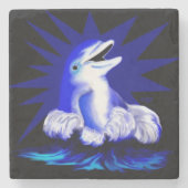 Lächelnde Dolphin Steinuntersetzer (Vorderseite)