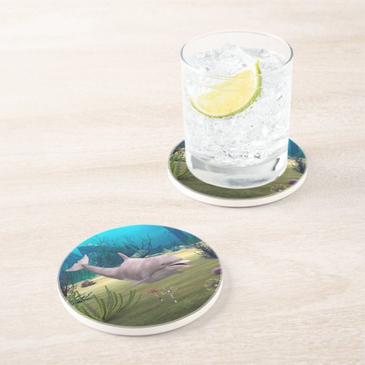 Lächelnde Dolphin Untersetzer (Seite)