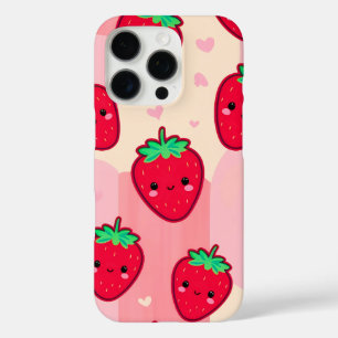 Lächelnde Erdbeere mit rosigen Wangen iPhone 16 Pro Hülle