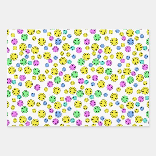 Lächelnde Faces Wrapping Paper Sheets Geschenkpapier Set (Vorderseite 2)