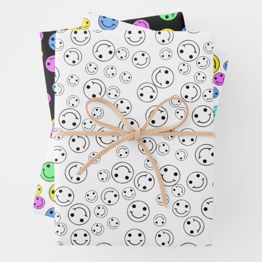 Lächelnde Faces Wrapping Paper Sheets Geschenkpapier Set (Beispiel)