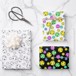 Lächelnde Faces Wrapping Paper Sheets Geschenkpapier Set