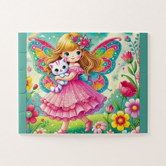 "LÄCHELNDE FEE & KÄTZCHEN" PUZZLE (Horizontal)
