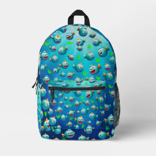 Lächelnde Fische Bedruckter Rucksack