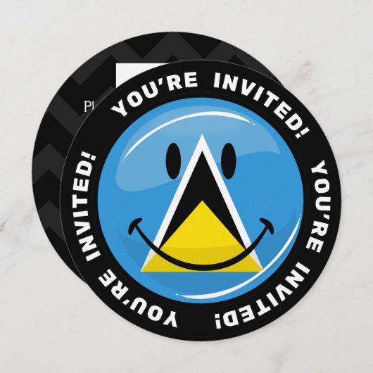 Lächelnde Flagge von Saint Lucia Einladung (Vorne/Hinten)