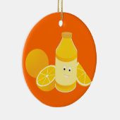 Lächelnde Flasche Orangensaft mit Orangen Keramikornament (Rechts)