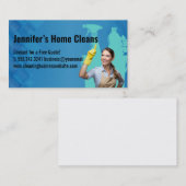 Lächelnde Frau in der Reinigung Visitenkarte (Vorne/Hinten)
