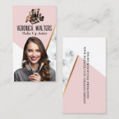 Lächelnde Frau mit Make-up-Pinseln Visitenkarte (Vorne/Hinten)