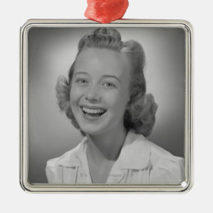 Lächelnde Frau Silbernes Ornament