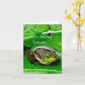 Lächelnde Froschkarte Karte (Gelbe Blume)