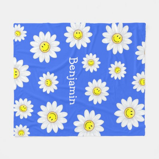 Lächelnde Gänseblümchen-Blume Fleecedecke (Vorderseite (Horizontal))