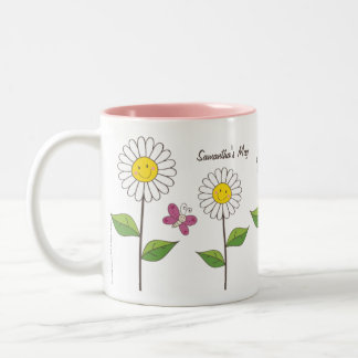 Lächelnde Gänseblümchen und kundenspezifische Zweifarbige Tasse