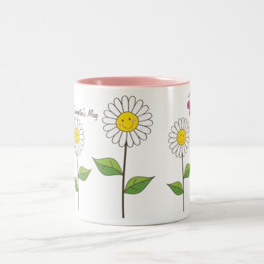 Lächelnde Gänseblümchen und kundenspezifische Zweifarbige Tasse (Mittel)