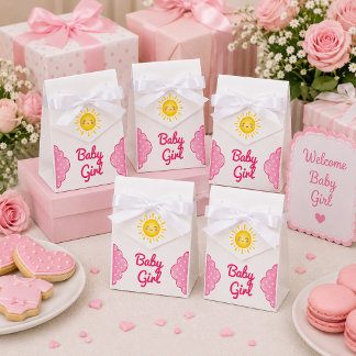 Lächelnde gelbe Sonnens Baby-Mädchen-Party Geschenkschachtel