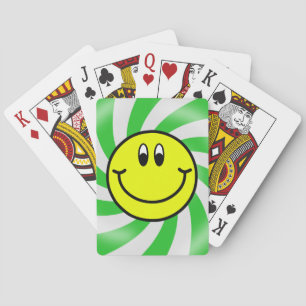 Lächelnde Gesicht Emoji Grün-gewundene Spielkarten