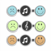 Lächelnde Gesichter mit Musik Aufkleber (Vorderseite)