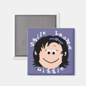 Lächelnde Gesichter Schwarze Haare Mädchen Magnet (Vorderseite/Rückseite)