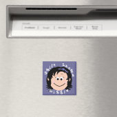 Lächelnde Gesichter Schwarze Haare Mädchen Magnet (In Situ (Geschirrspüler))