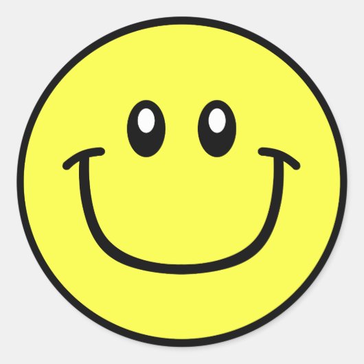 Lächelnde Gesichtskleber Gelb 0003 Runder Aufkleber (Vorderseite)
