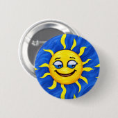 Lächelnde Gesichtssonne Sonne Button (Vorne & Hinten)