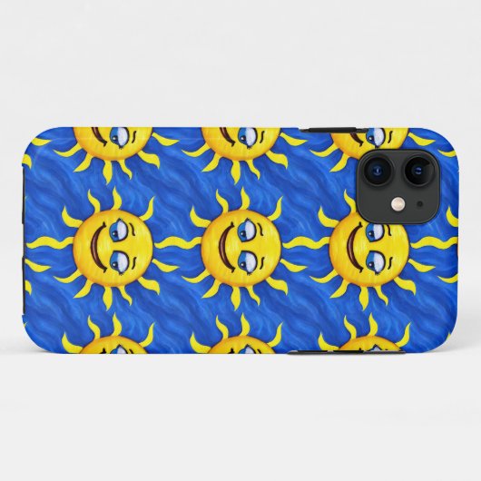 Lächelnde Gesichtssonne Sonne Case-Mate iPhone Hülle (Rückseite (Horizontal))