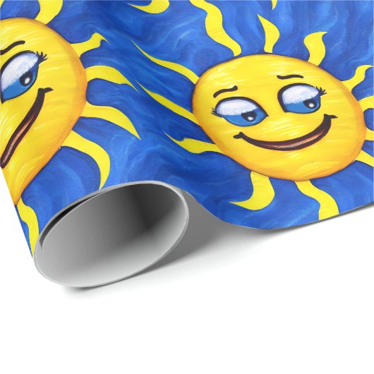 Lächelnde Gesichtssonne Sonne Geschenkpapier (Rolleneckpunkt)
