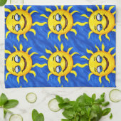 Lächelnde Gesichtssonne Sonne Geschirrtuch (Gefaltet)