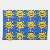 Lächelnde Gesichtssonne Sonne Geschirrtuch (Horizontal)