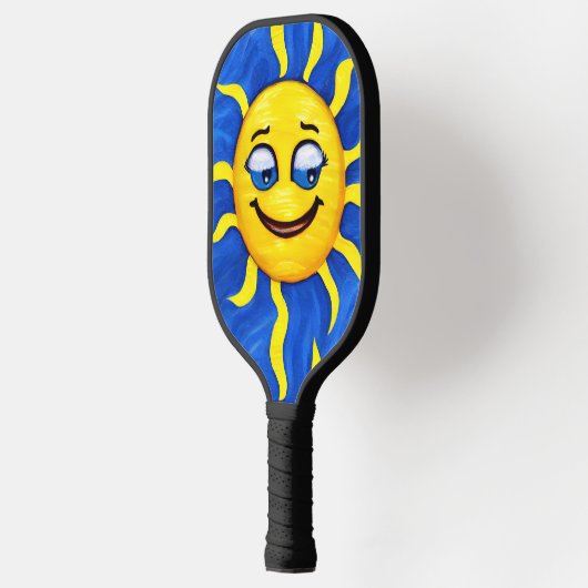 Lächelnde Gesichtssonne Sonne Pickleball Schläger (Links)